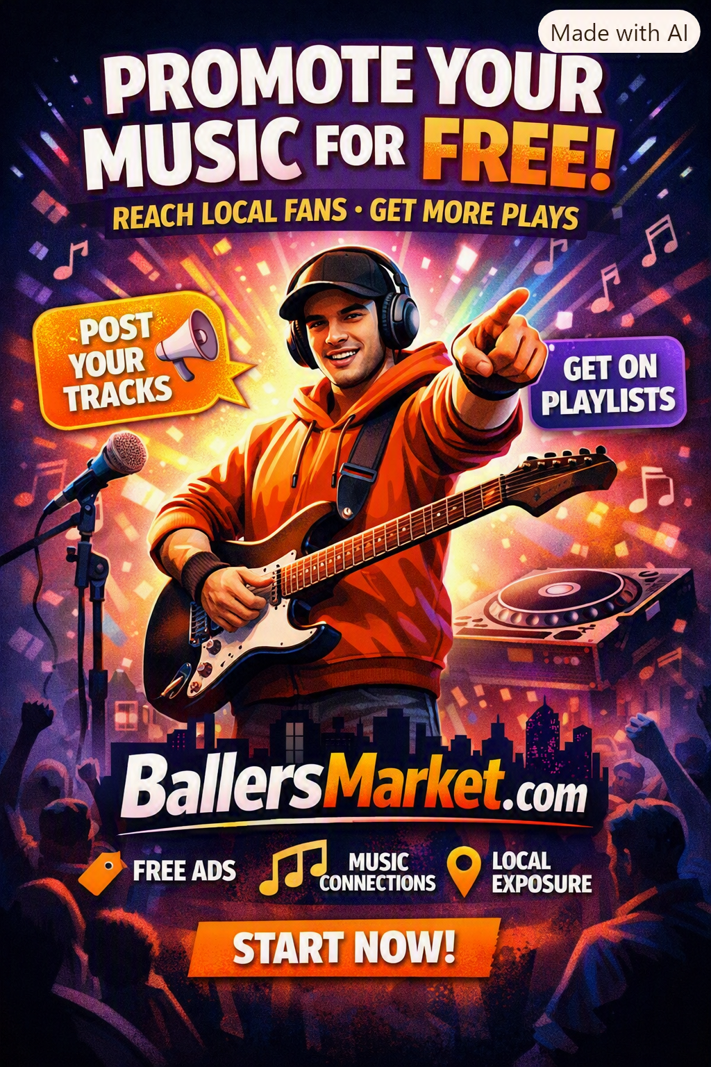 25 ways to promote your music for free, not using the popular media networks.